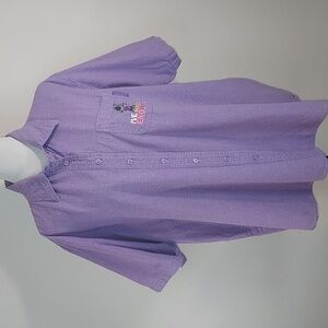 Vtg Peanuts Embroidered Sally I've Had Enough Purple Gingham Shirt Size 22/24W